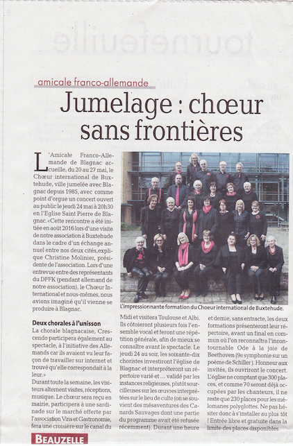 chorreise blagnac 2018 zeitung